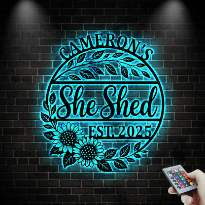 Custom Metal She Shed Sign with Led Lights,She Shed Custom Metal Sign,She Shed Plaque, Mom Gift, Home Decor, She Shed Lover Gift