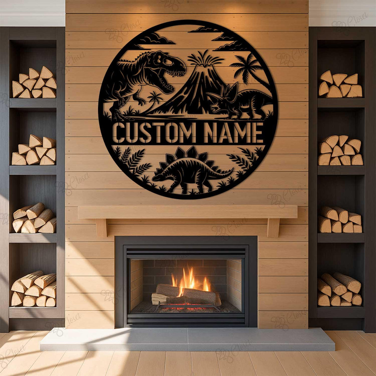 Custom Dinosaur Metal Wall Art LED Light, Personalized Dino Name Sign,Dinosaur Decor,Dinosaur Room Decor for Boys, Christmas Birthday Gift