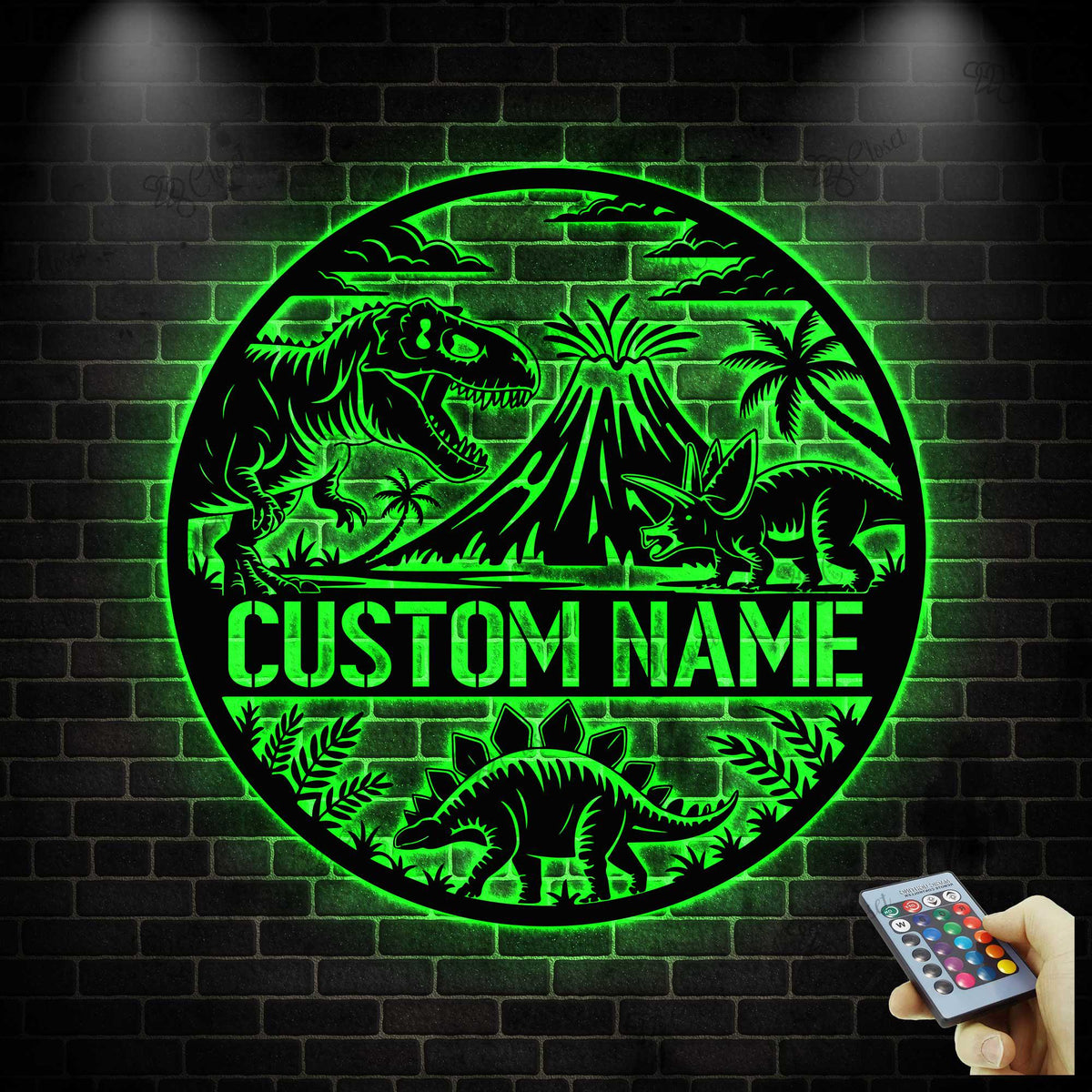 Custom Dinosaur Metal Wall Art LED Light, Personalized Dino Name Sign,Dinosaur Decor,Dinosaur Room Decor for Boys, Christmas Birthday Gift