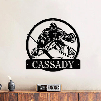 Custom Hockey Goalie LED Metal Wall Art - Personalized Hockey Name Sign, Sports Wall Decor, Man Cave or Game Room Sign, Gift for Dad