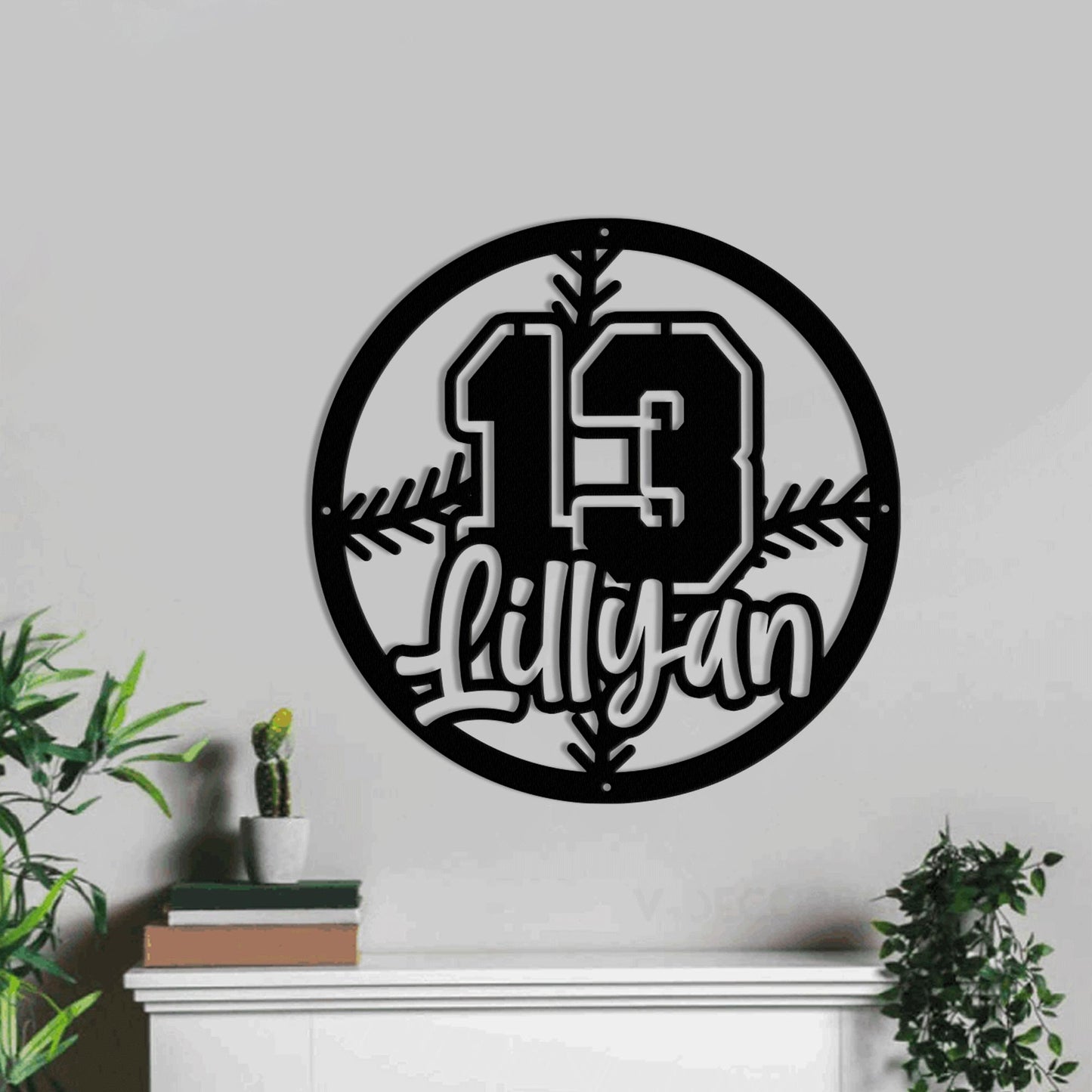 Personalized Baseball Metal Sign with LED Light - Custom Kid Name Wall Art, Sports Room or Game Room Decor, Gift for Baseball Player