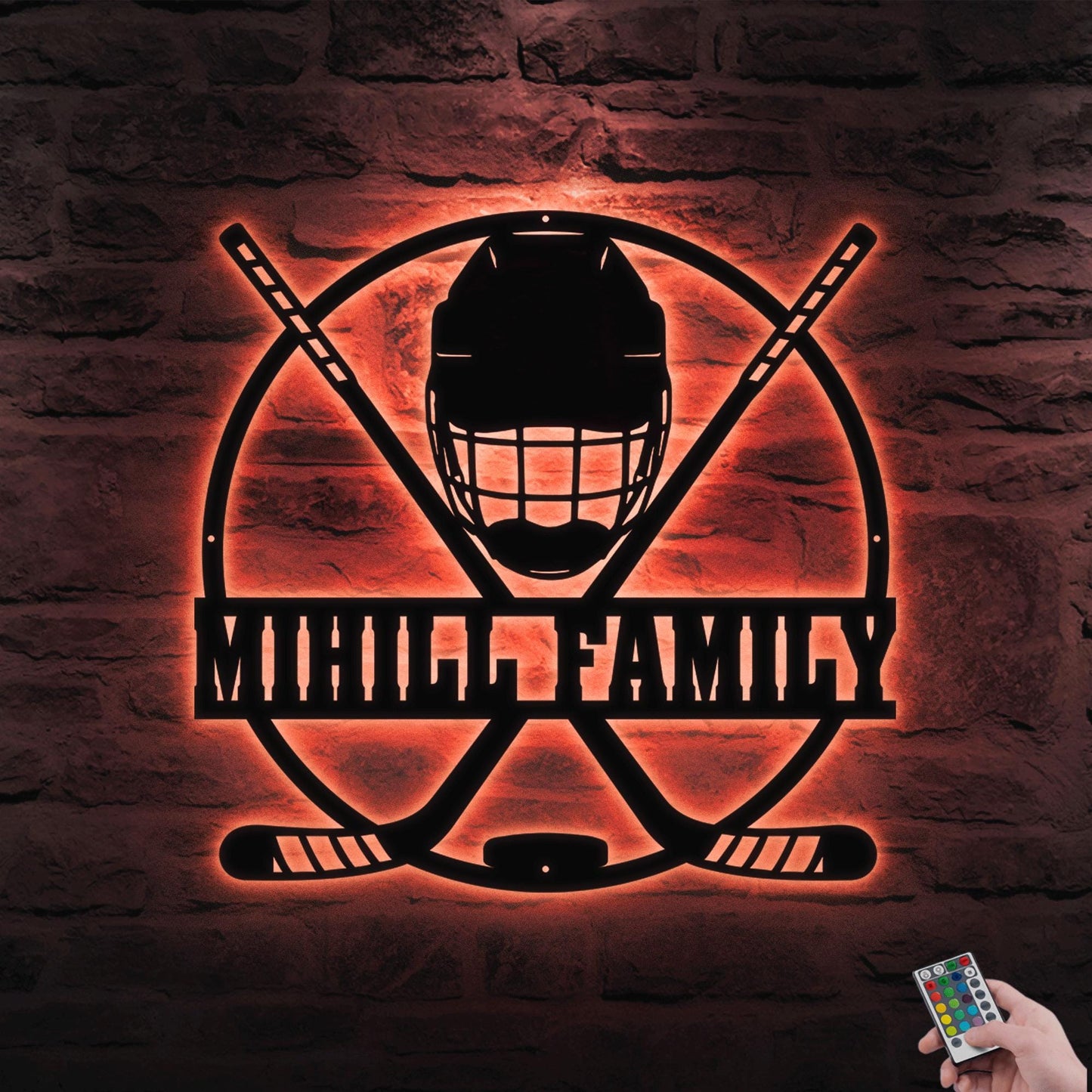 Personalized Hockey Metal Sign with LED Light - Custom Wall Art for Hockey Room, Game Room, or Man Cave, Gift for Hockey Lover