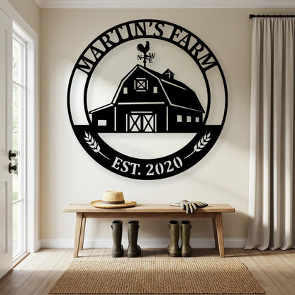 Personalized Barn Metal Sign, Rustic Entryway Decor, Country Home Wall Art, Farmhouse Gifts, Custom Barn Sign, Custom Farm Sign, Farmer Gift