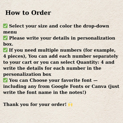 Metal Address Numbers, Large Size, Color Options, Individual Numbers, Modern Fonts, Weatherproof