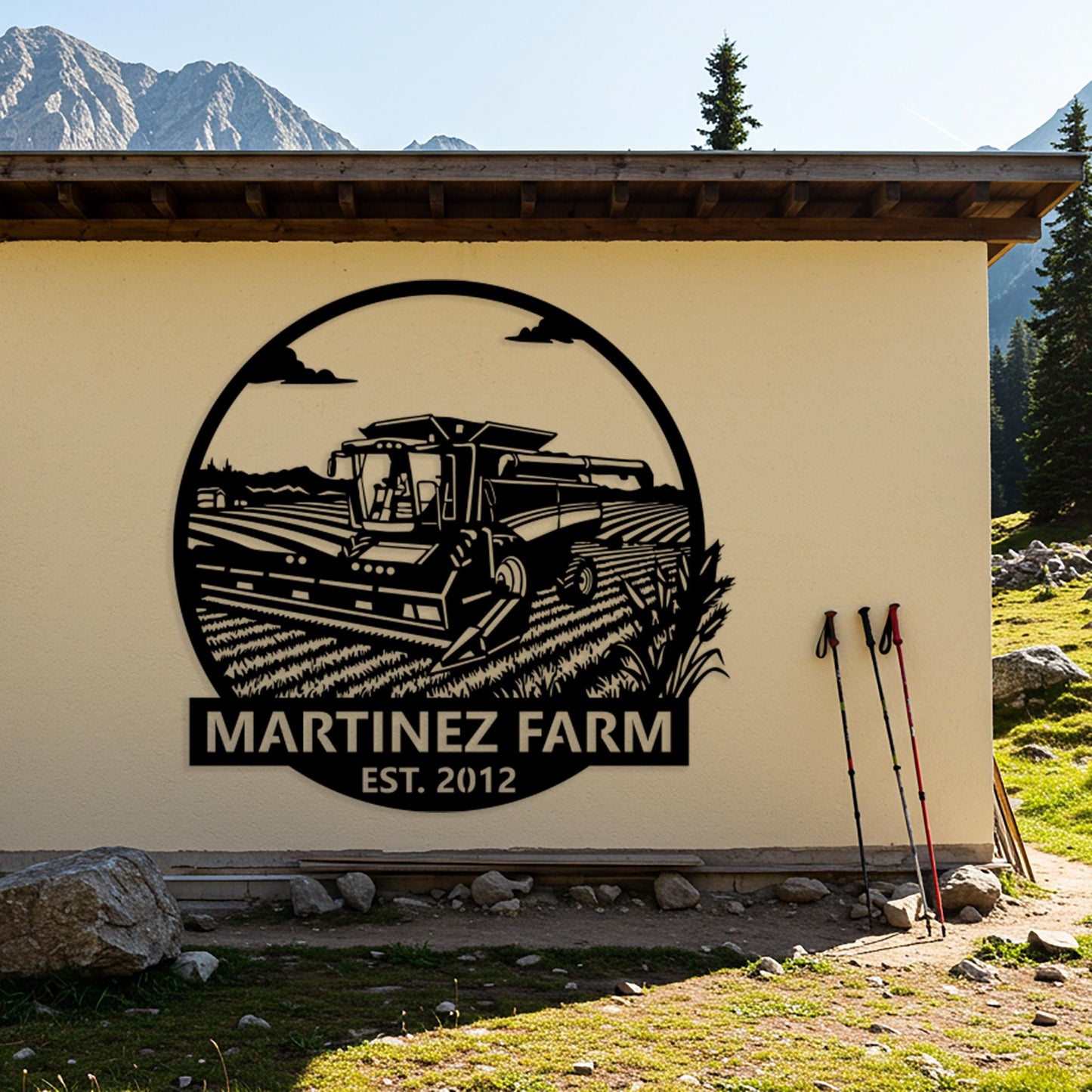 Modern Farm Name Sign, Custom Outdoor Farmhouse Sign, Personalized Harvester Sign, Family Farmhouse Decor, Personalized Country Decor