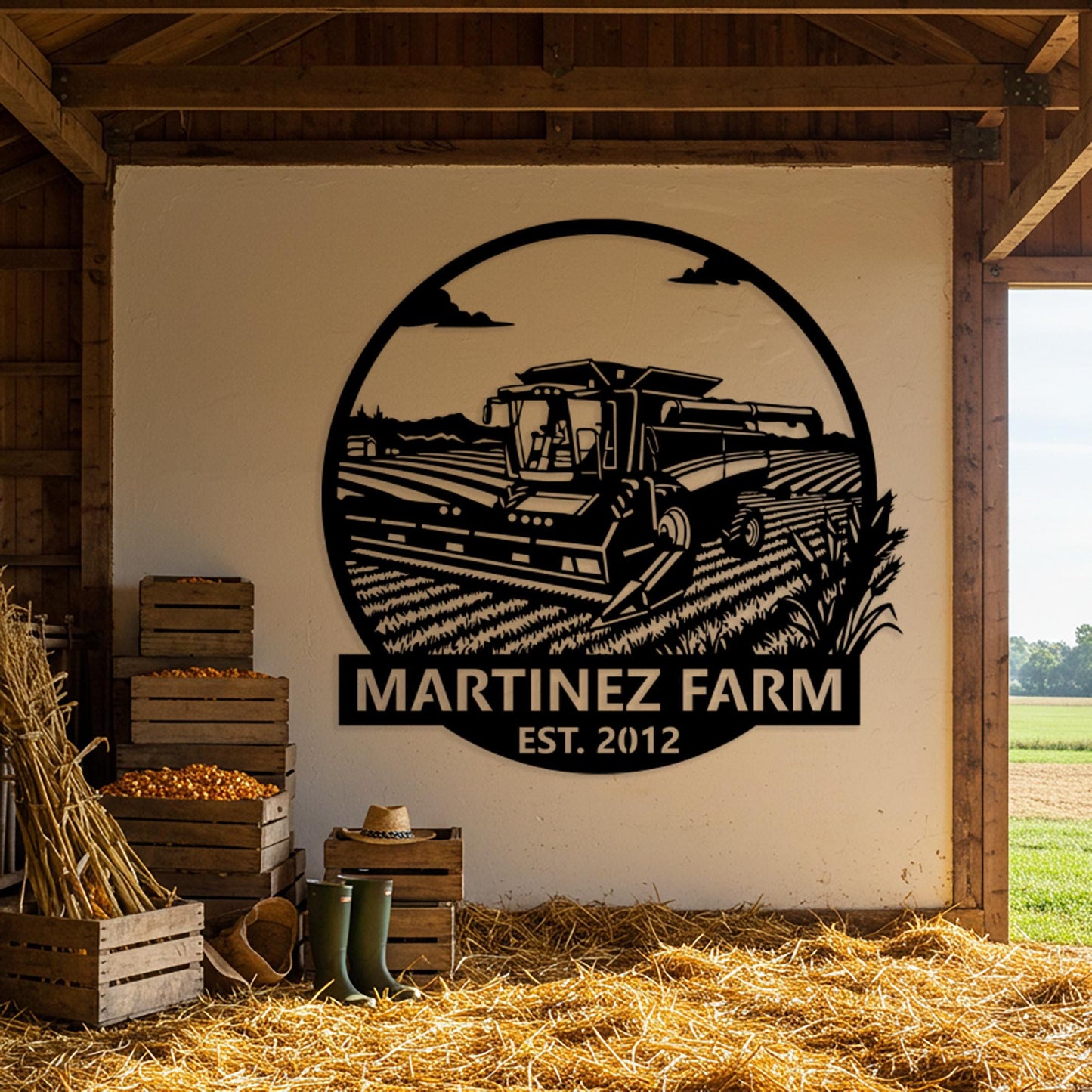 Modern Farm Name Sign, Custom Outdoor Farmhouse Sign, Personalized Harvester Sign, Family Farmhouse Decor, Personalized Country Decor