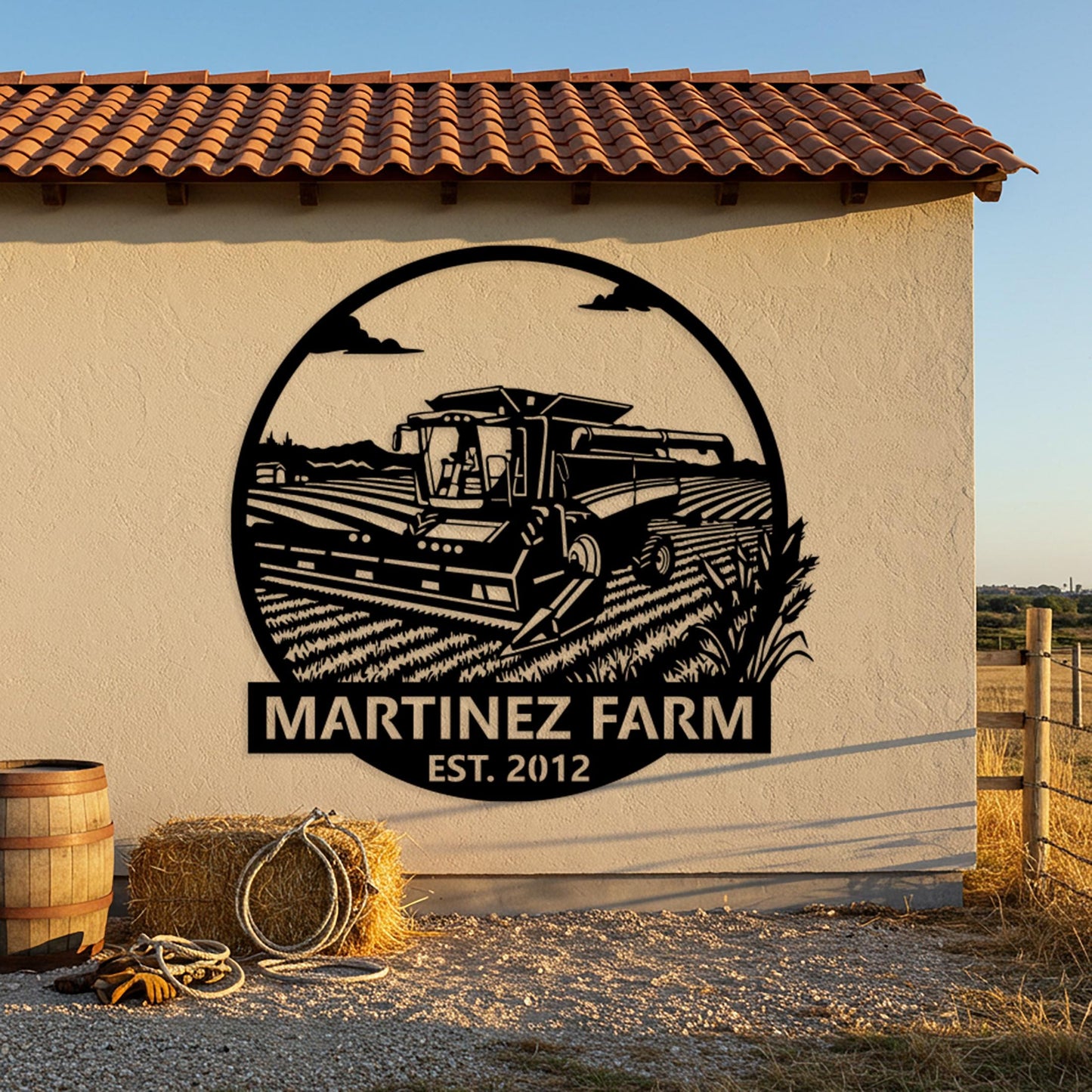 Modern Farm Name Sign, Custom Outdoor Farmhouse Sign, Personalized Harvester Sign, Family Farmhouse Decor, Personalized Country Decor