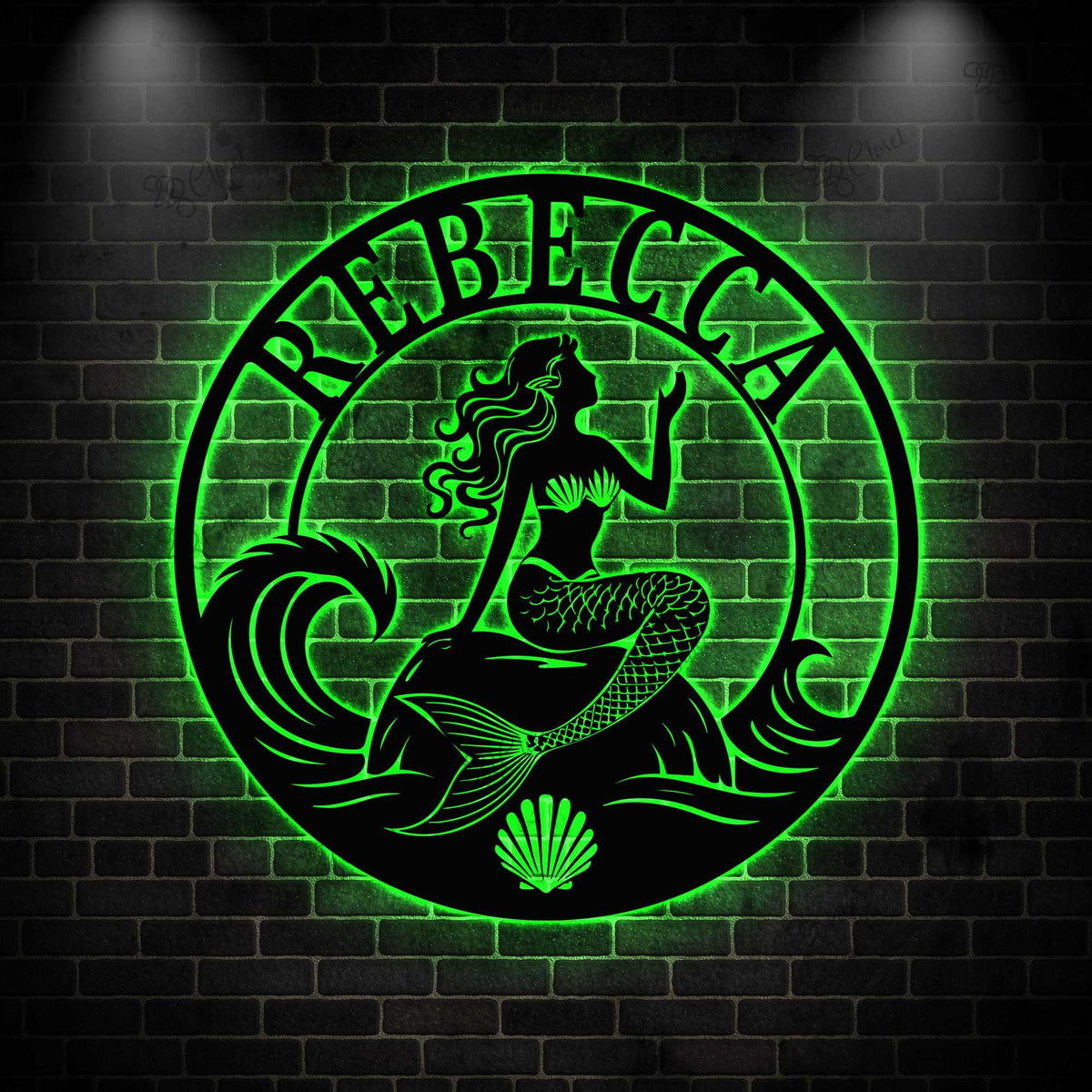 Personalized Mermaid Metal Sign with LED light: Personalized Ocean Wall Art for Home or Cottage
