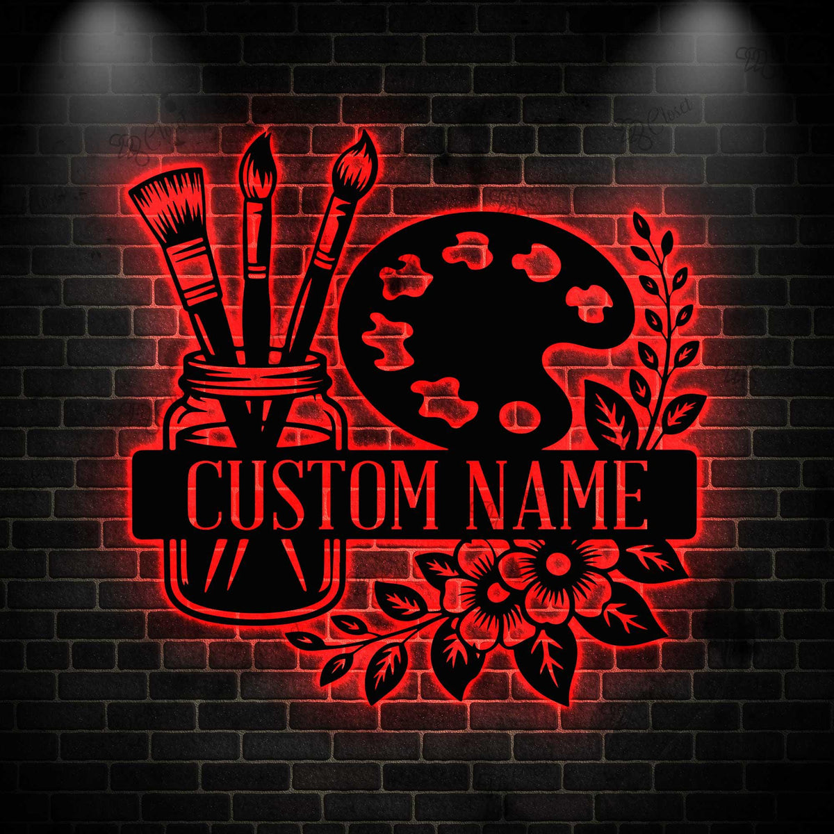 Personalized Art Studio Metal Sign with LED Light: Custom Painter Gift