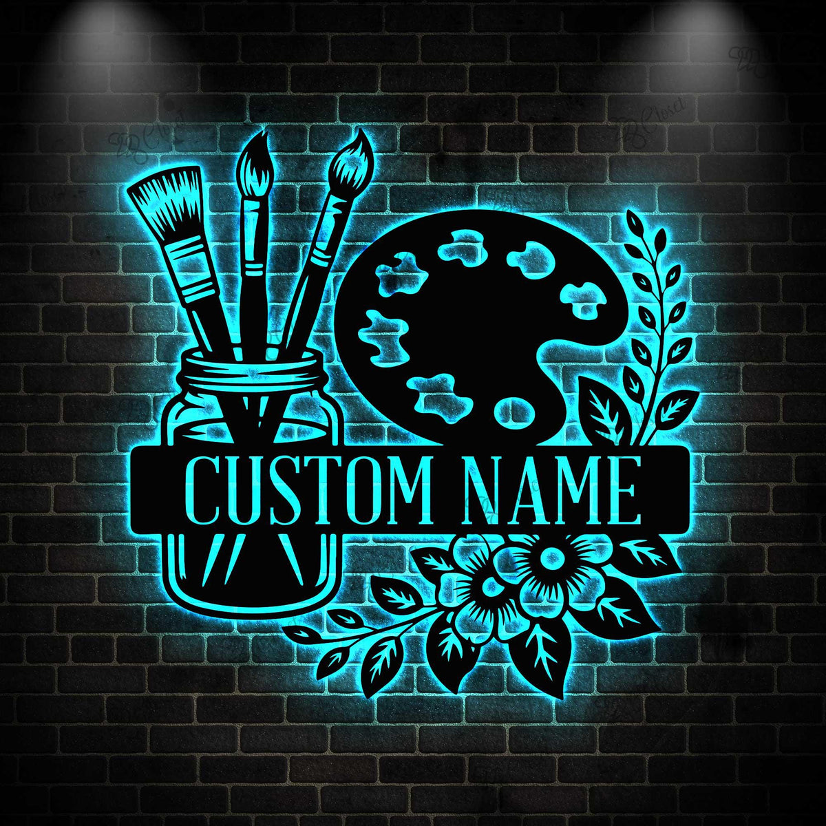 Personalized Art Studio Metal Sign with LED Light: Custom Painter Gift