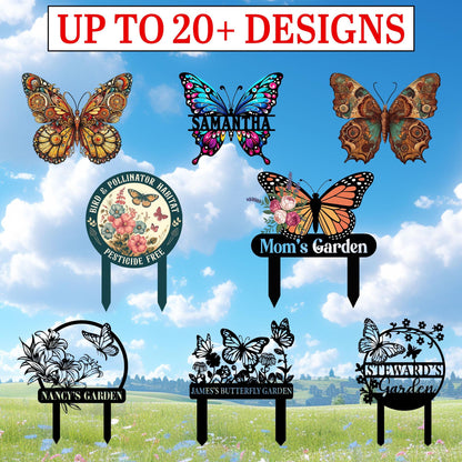 Custom Butterfly Garden Metal Sign,Butterfly Yard Stake, Garden Name Sign,  Personalized Garden Metal Sign,Butterfly Yard Art, Gift for Mom
