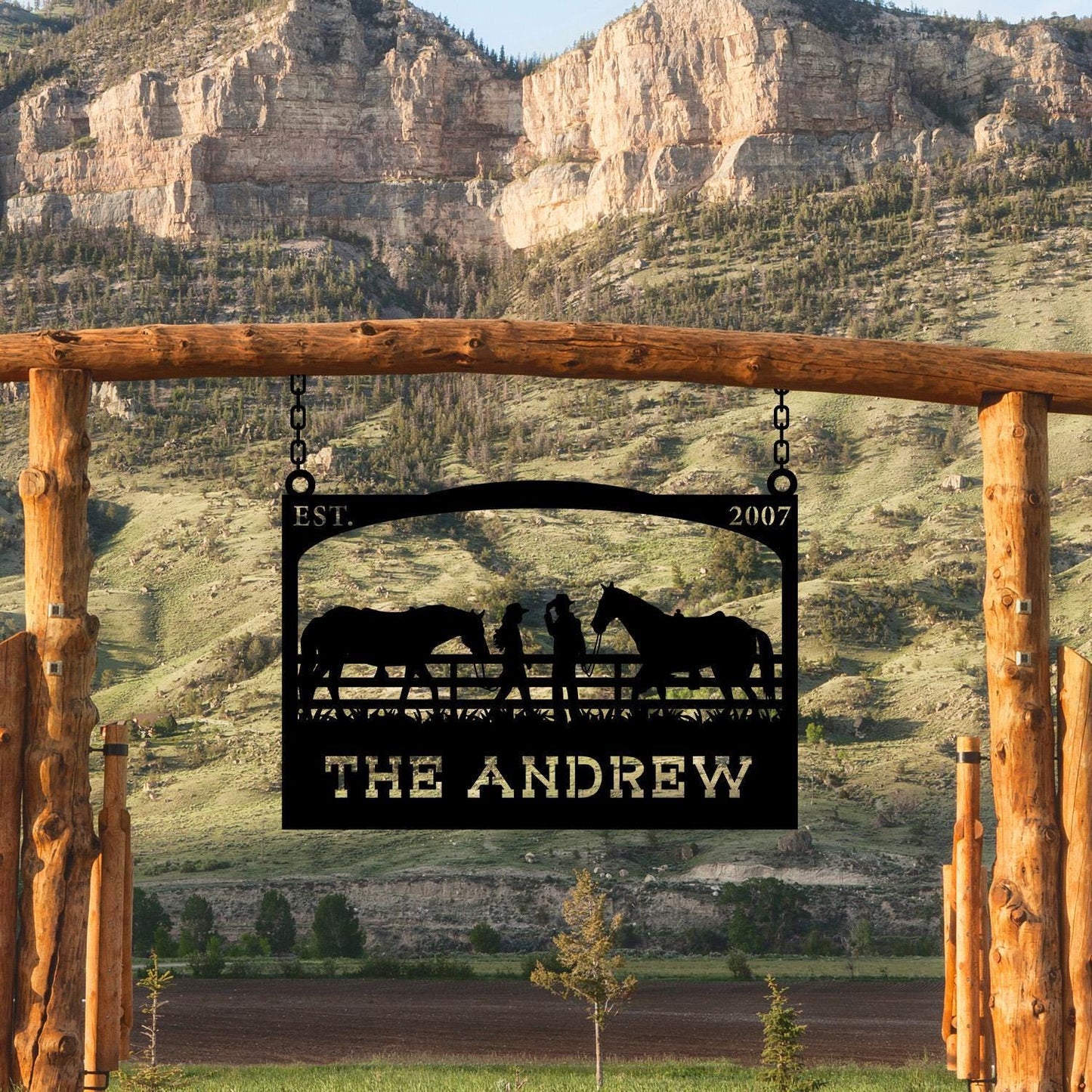 Personalized Farm Entrance Cowboy Metal Sign, Cowboy Lover Gift, Custom Cowboy Sign, Farmhouse Gift, Ranch Address Plaque,Metal Address Sign