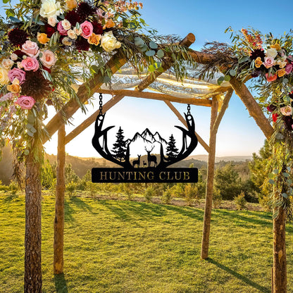 Personalized Metal Deer Cabin Sign, Deer Hunter Dad Gift, Cabin Metal Decor, Outdoor Ranch Sign, Personalized Lodge Decor,Hunting Lover Gift