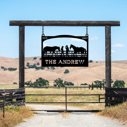 Personalized Farm Entrance Cowboy Metal Sign, Cowboy Lover Gift, Custom Cowboy Sign, Farmhouse Gift, Ranch Address Plaque,Metal Address Sign