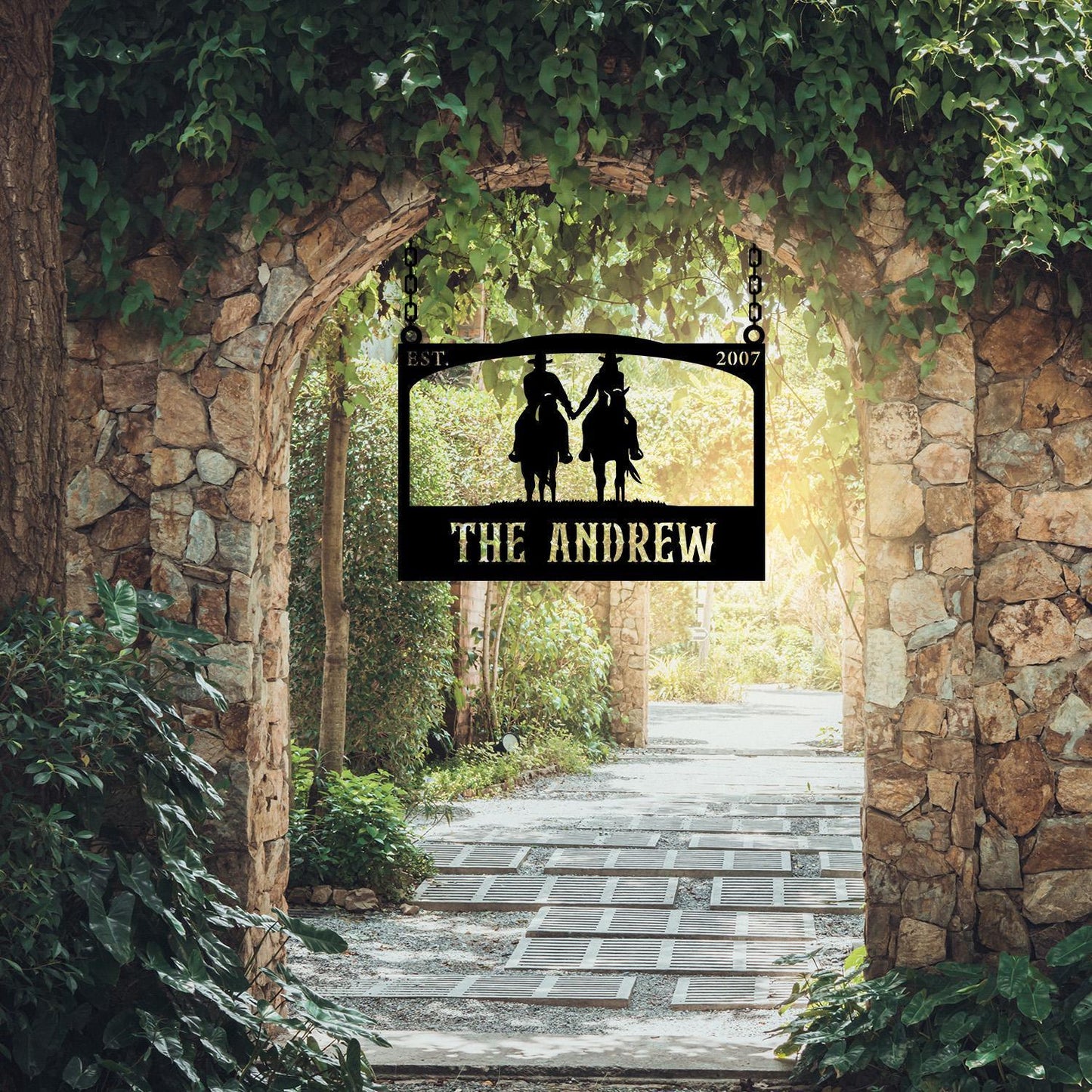 Personalized Farm Entrance Metal Sign, Cowboy Lover Gift, Customized Barn Gate Cowboy Sign, Farmhouse Gift, Farm Name Sign, Ranch Gate Decor