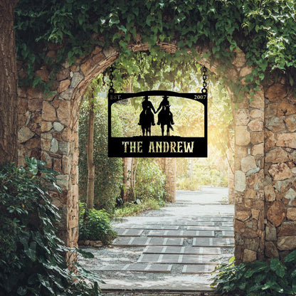 Personalized Farm Entrance Metal Sign, Cowboy Lover Gift, Customized Barn Gate Cowboy Sign, Farmhouse Gift, Farm Name Sign, Ranch Gate Decor