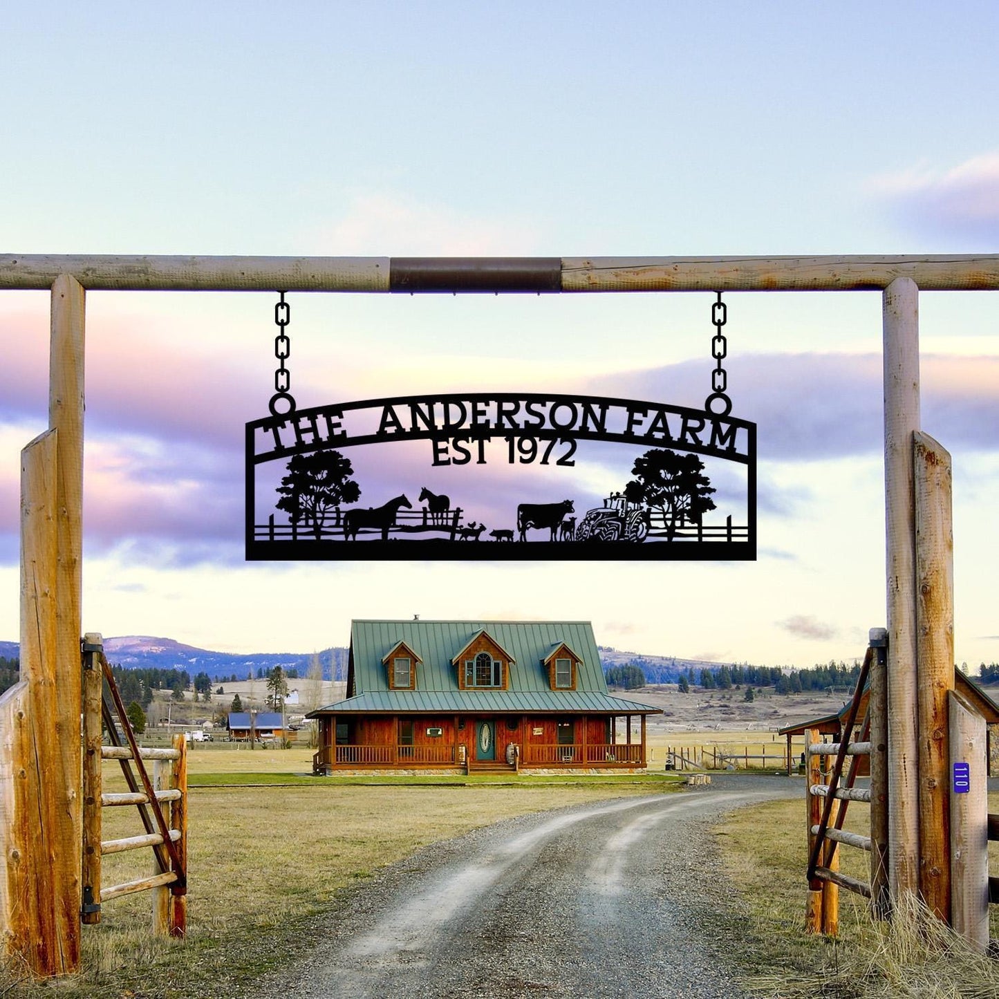 Personalized Farm Entrance Gate Sign, Metal Custom Ranch Sign, Family Farm Name Sign, Farm Owner Gift, Large Barn Gate Decor, Farm Gate Gift