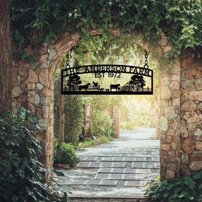 Personalized Farm Entrance Gate Sign, Metal Custom Ranch Sign, Family Farm Name Sign, Farm Owner Gift, Large Barn Gate Decor, Farm Gate Gift