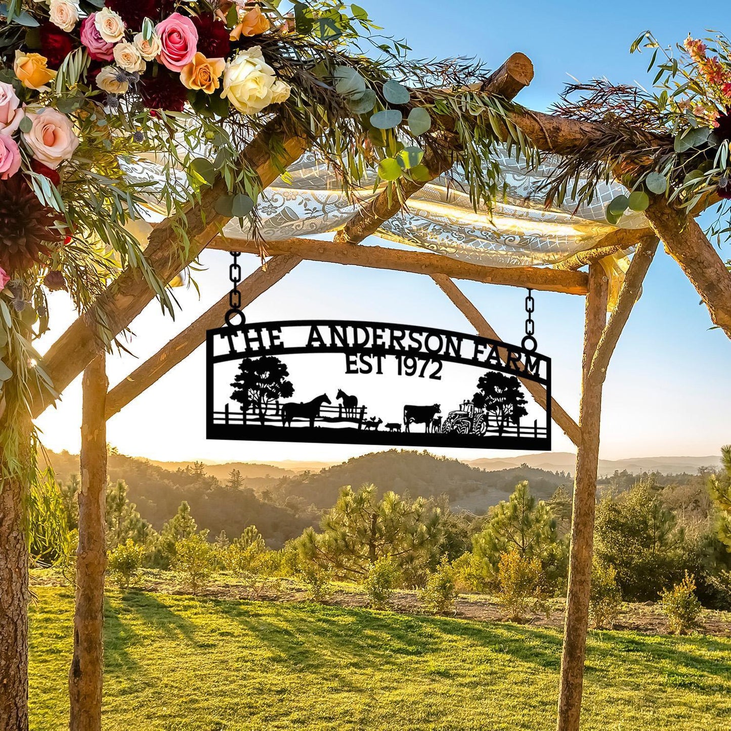 Personalized Farm Entrance Gate Sign, Metal Custom Ranch Sign, Family Farm Name Sign, Farm Owner Gift, Large Barn Gate Decor, Farm Gate Gift
