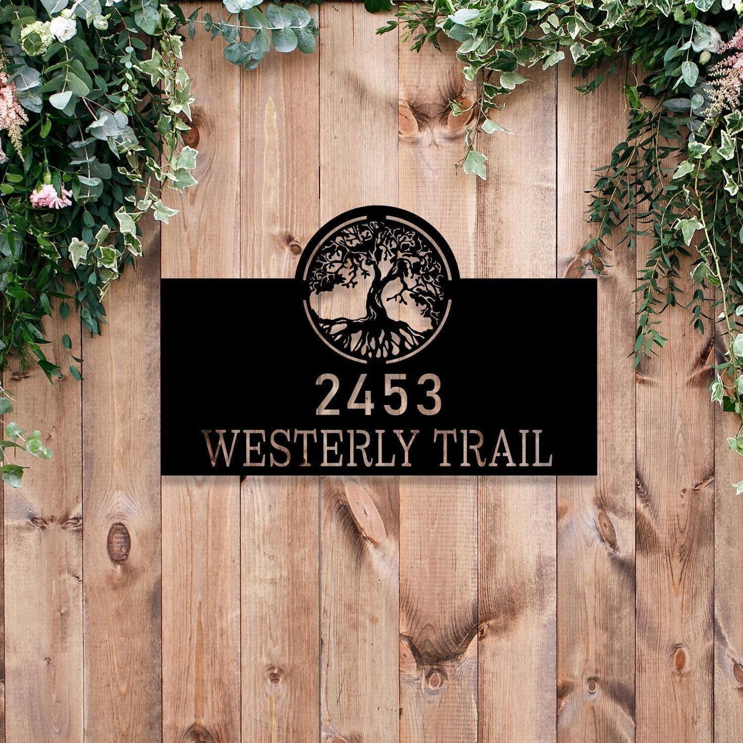 Customized Family Tree Addres Sign, Personalized Farmhouse Gate Sign, Farmville Family Wall Sign,Outdoor Address Name Plaque,Barn Gate Decor