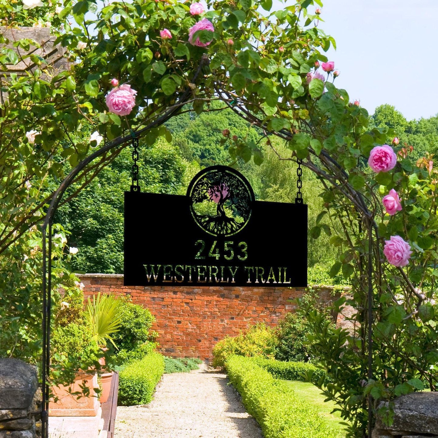 Customized Family Tree Addres Sign, Personalized Farmhouse Gate Sign, Farmville Family Wall Sign,Outdoor Address Name Plaque,Barn Gate Decor