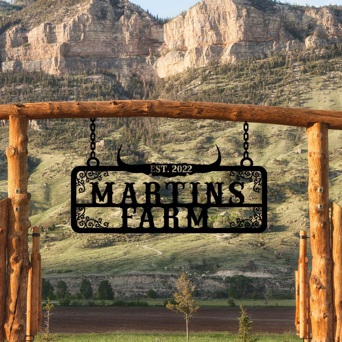 Personalized Metal Farm Name Deer Horn Sign, Custom Farmhouse Gift, Customized Farm Sign, Ranch Metal Sign, Farm Owner Gift, Ranch Entryway