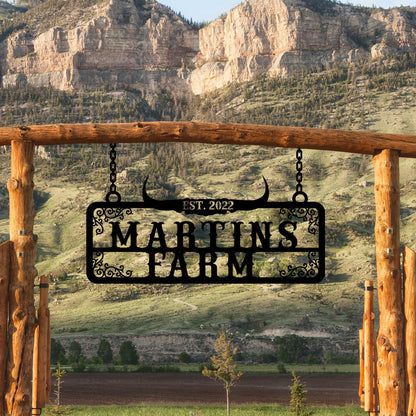 Personalized Metal Farm Name Deer Horn Sign, Custom Farmhouse Gift, Customized Farm Sign, Ranch Metal Sign, Farm Owner Gift, Ranch Entryway