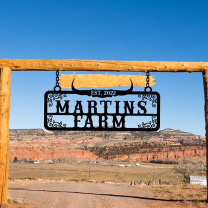 Personalized Metal Farm Name Deer Horn Sign, Custom Farmhouse Gift, Customized Farm Sign, Ranch Metal Sign, Farm Owner Gift, Ranch Entryway