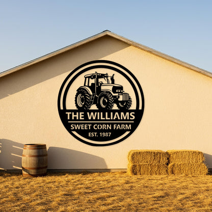 Custom Farm Name Sign, Tractor Metal Wall Art, Rustic Outdoor Ranch Decor, Family Barn Sign, Country Home Decor, Farmer Gifts for Family