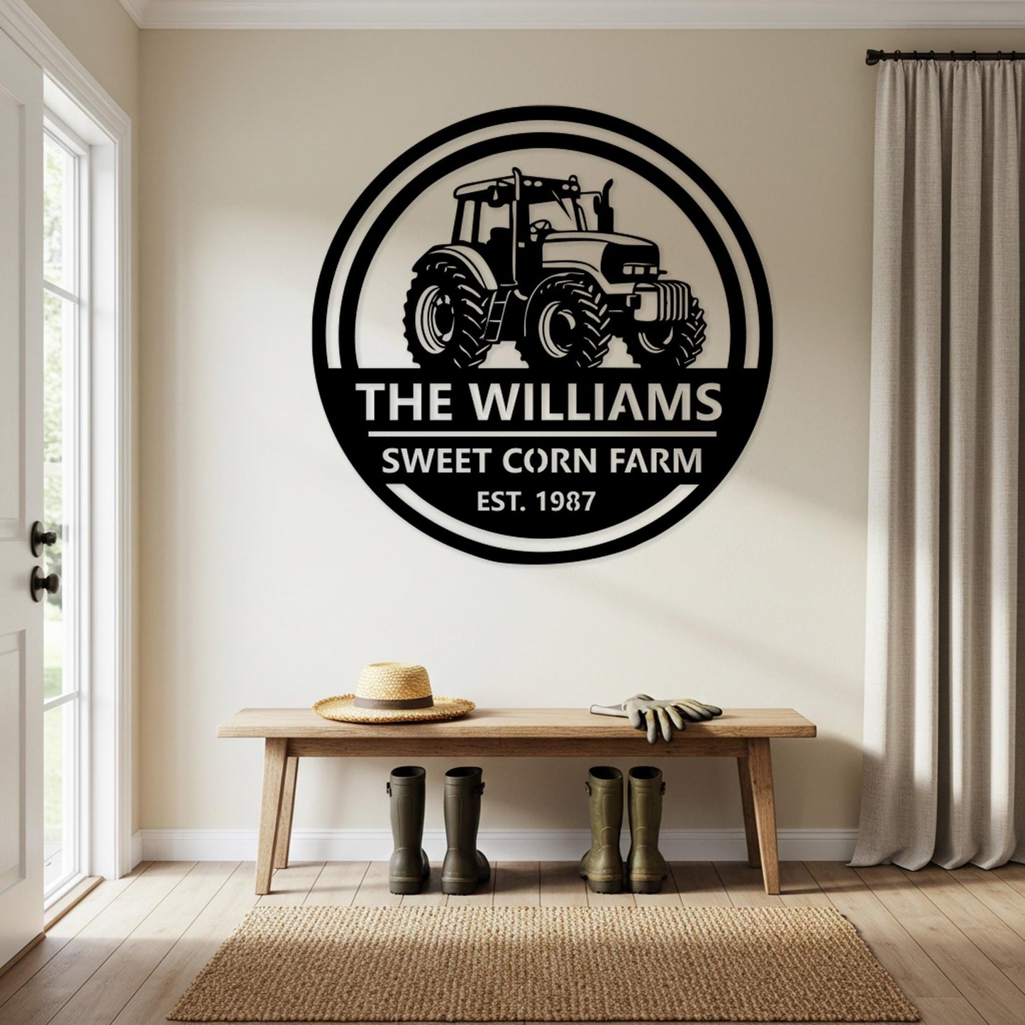 Custom Farm Name Sign, Tractor Metal Wall Art, Rustic Outdoor Ranch Decor, Family Barn Sign, Country Home Decor, Farmer Gifts for Family