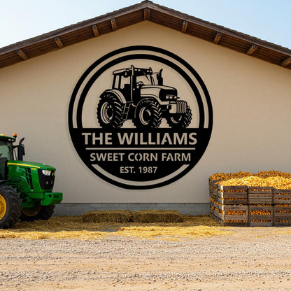 Custom Farm Name Sign, Tractor Metal Wall Art, Rustic Outdoor Ranch Decor, Family Barn Sign, Country Home Decor, Farmer Gifts for Family