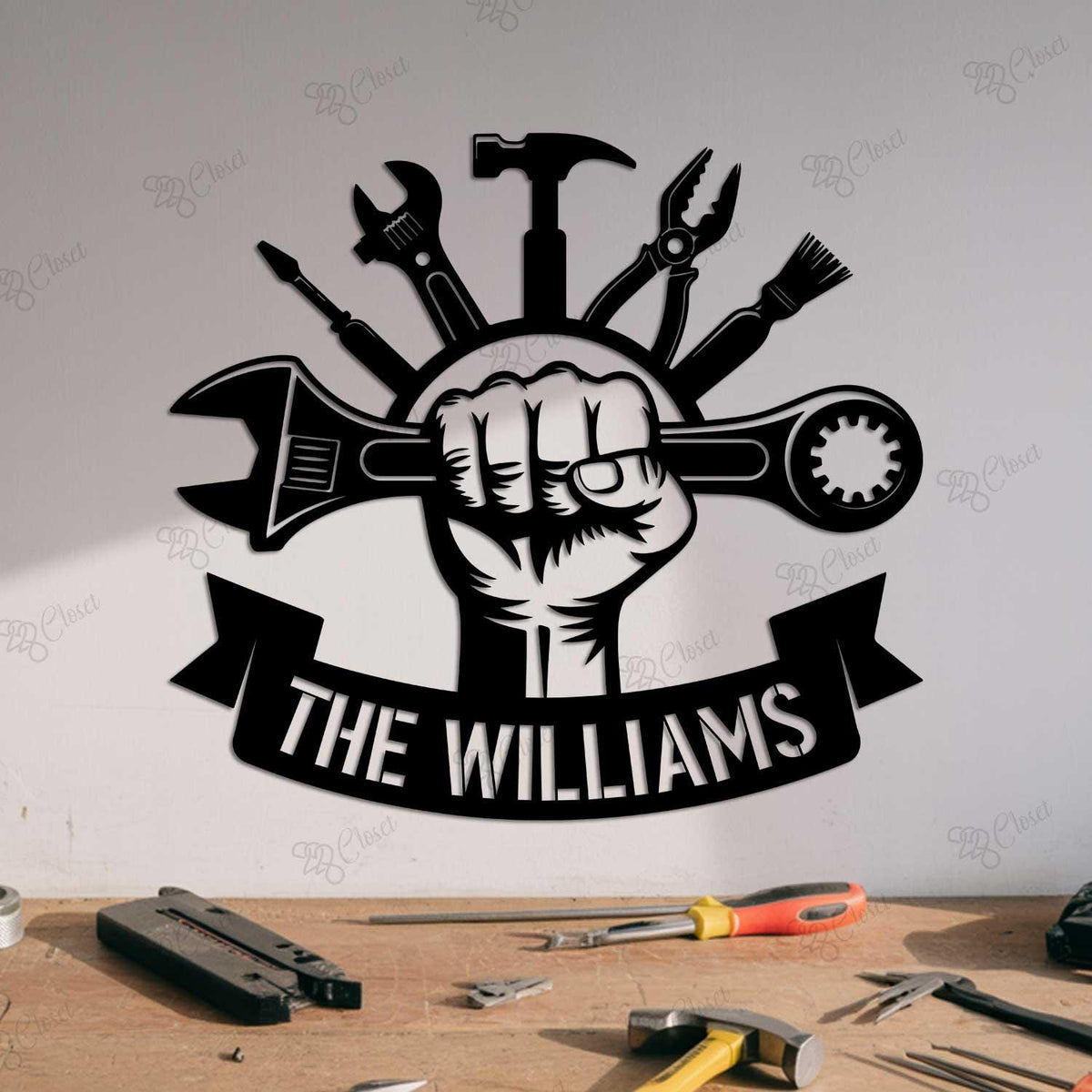 Custom Garage Tool Metal Sign LED light, Mechanic Tools Metal Sign, Garage Name Sign, Garage Decor, Mechanic Workshop Sign, Gift for Dad