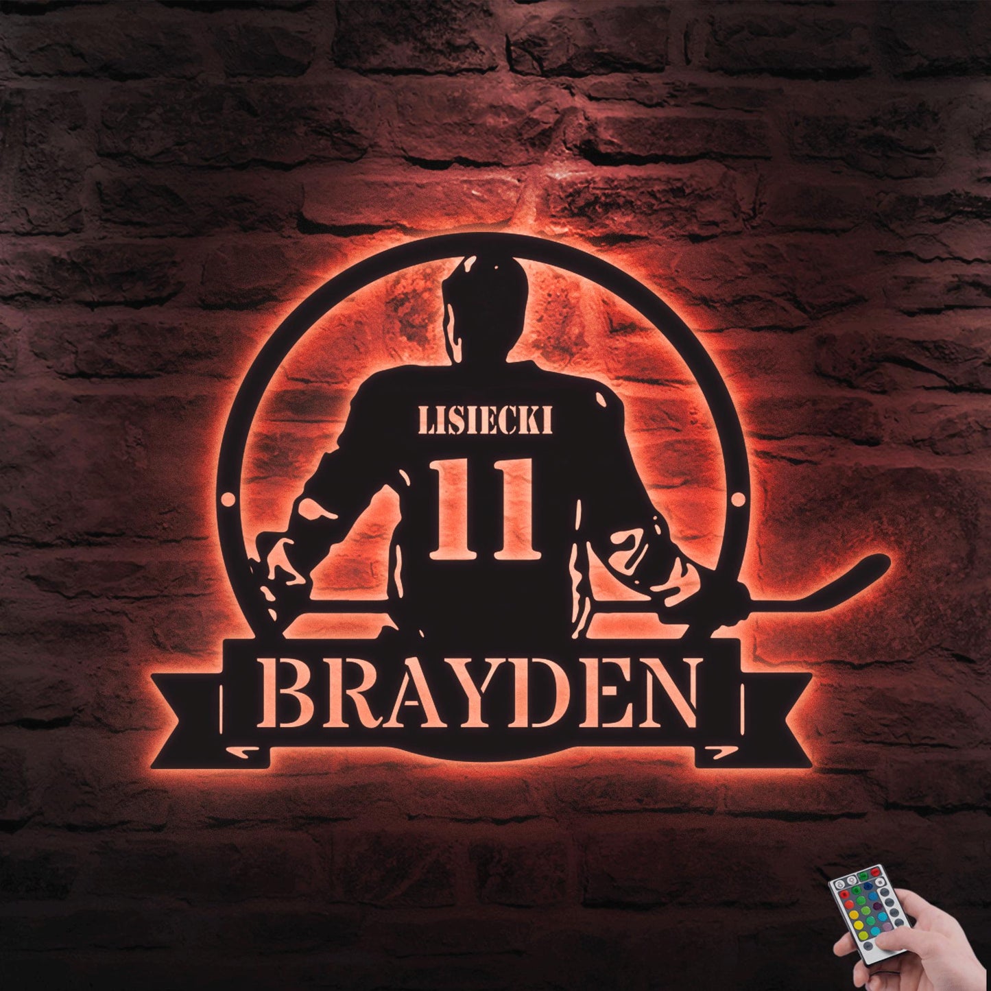 Personalized Hockey Metal Sign with LED Light - Custom Name Wall Art for Hockey Room, Man Cave, or Sports Room, Gift for Him