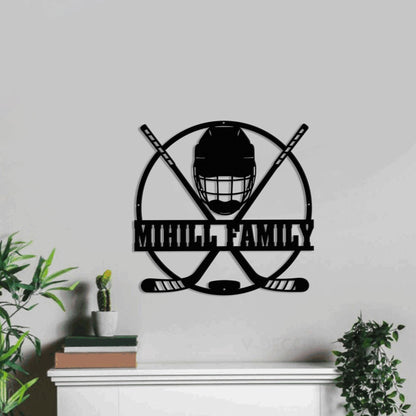 Personalized Hockey Metal Sign with LED Light - Custom Wall Art for Hockey Room, Game Room, or Man Cave, Gift for Hockey Lover
