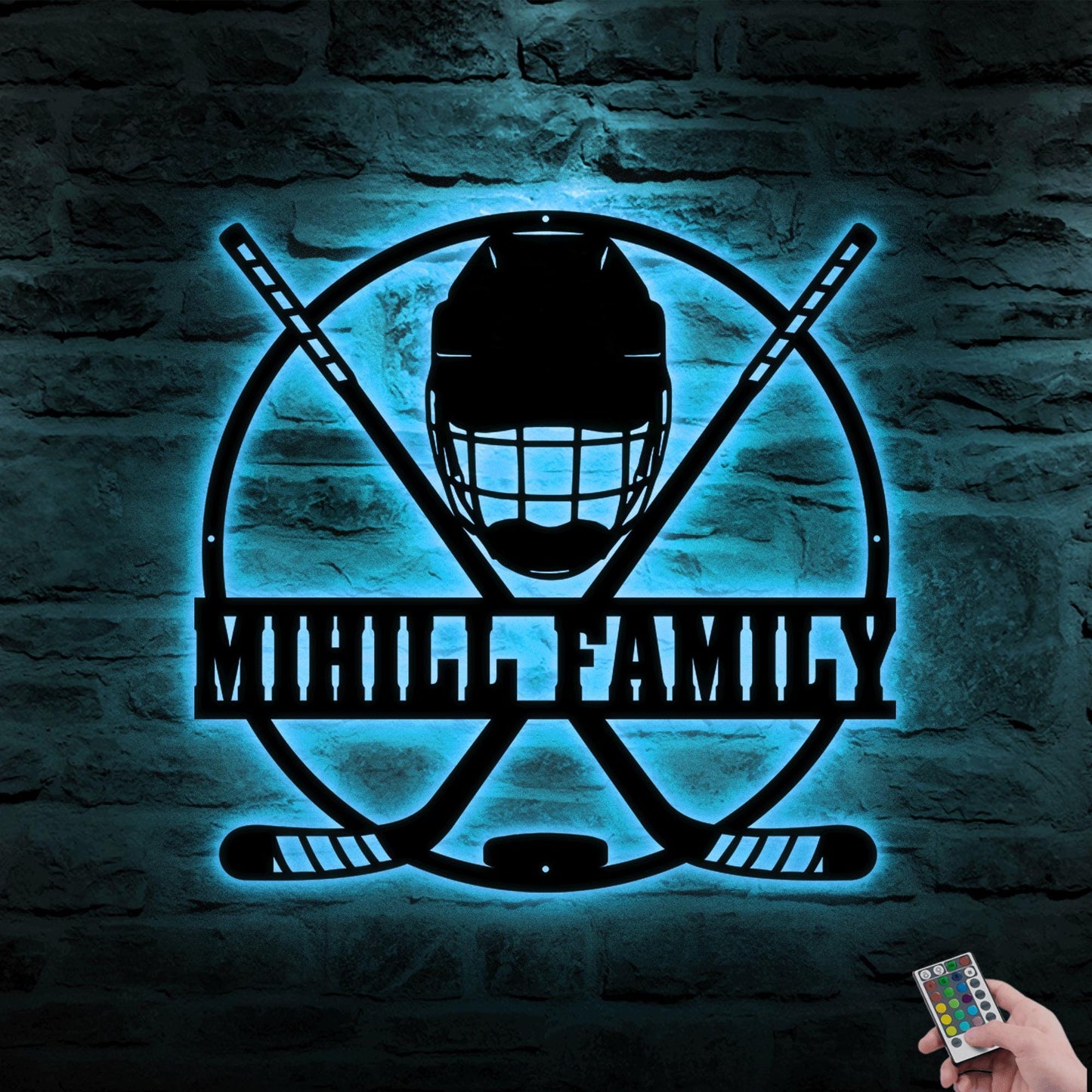 Personalized Hockey Metal Sign with LED Light - Custom Wall Art for Hockey Room, Game Room, or Man Cave, Gift for Hockey Lover