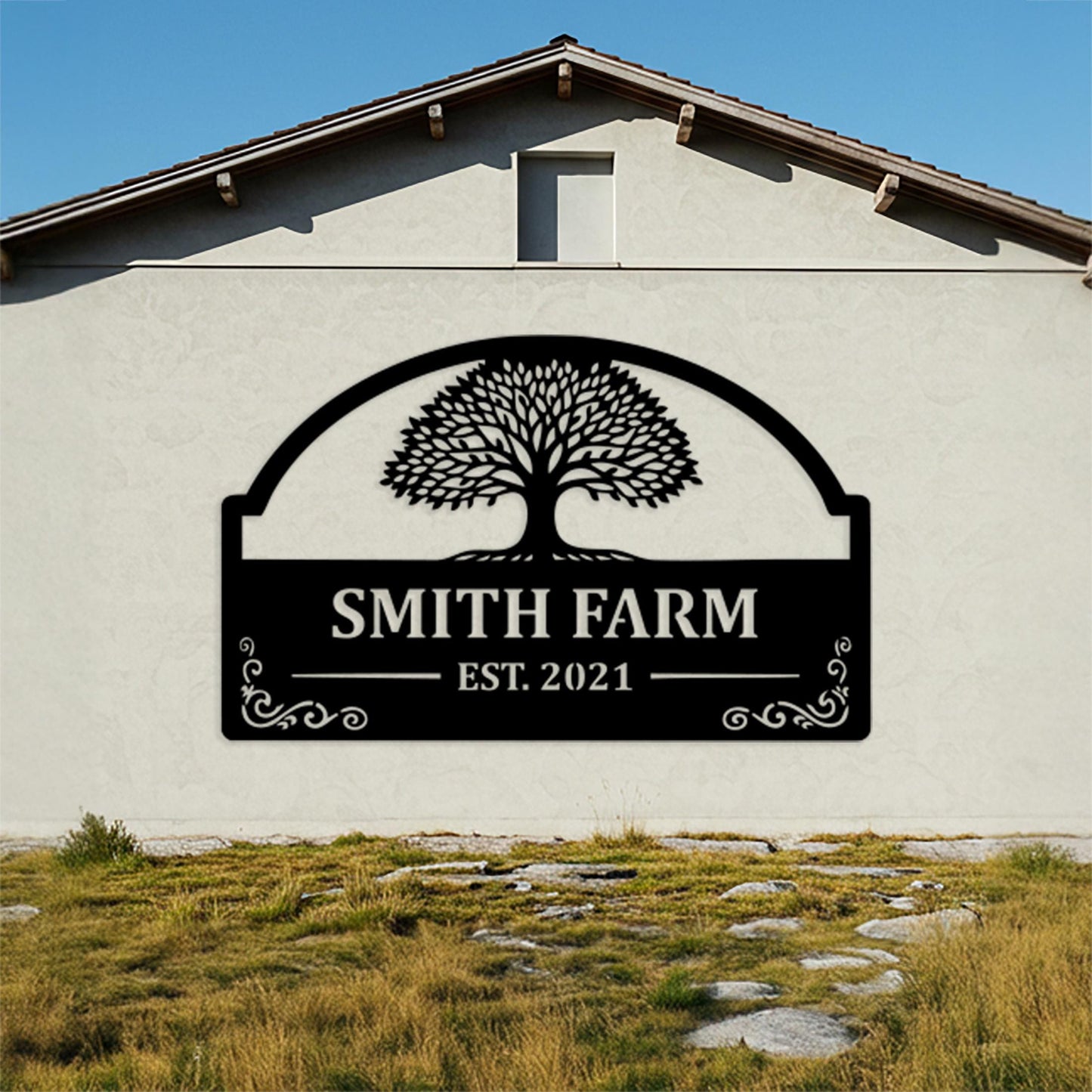 Custom Farm Name Metal Sign, Barn Tree of Life Decor, Outdoor Family Name Sign, Rustic Country Home Decor, Farmhouse Sign, Farmer Gifts