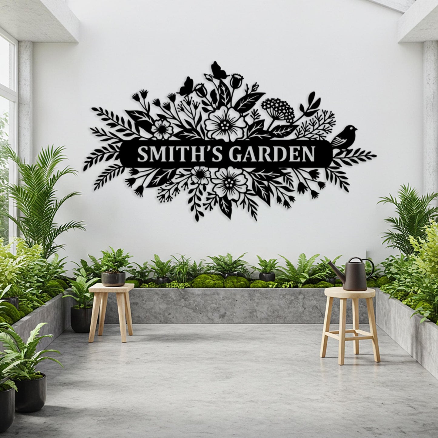 Custom Garden Metal Sign, Outdoor Wall Art, Oversized Backyard Decor, Garden Gifts for Mom, Personalized House Number Sign, Family Name Sign