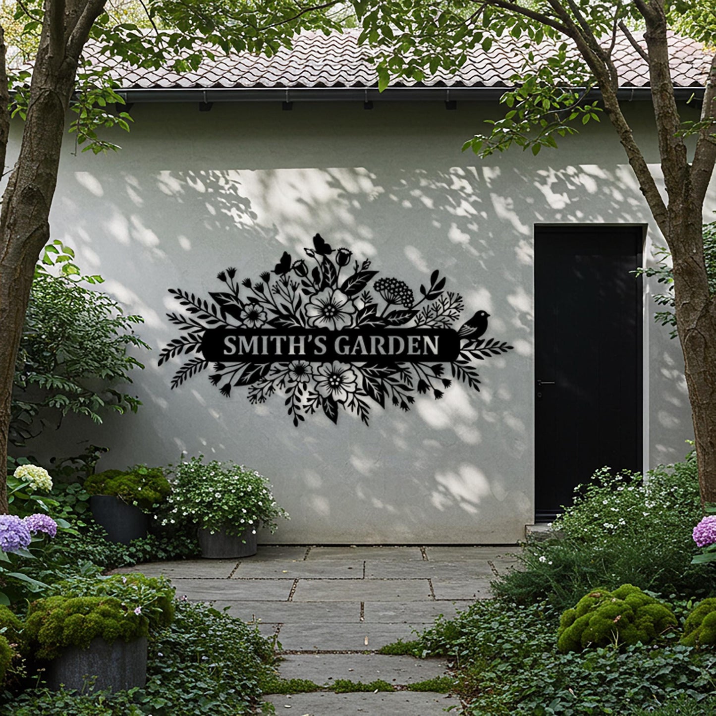 Custom Garden Metal Sign, Outdoor Wall Art, Oversized Backyard Decor, Garden Gifts for Mom, Personalized House Number Sign, Family Name Sign
