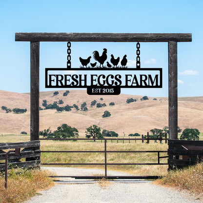 Personalized Ranch Sign with Animals,Custom Farm Entrance Sign,Chicken Coop Owner Gift,Outdoor Barn Gate Sign,Farm Owner Gift,Farm Gate Sign