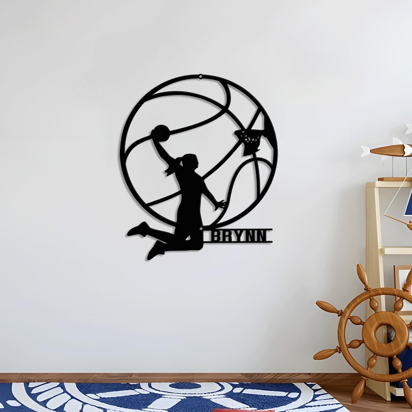 LED Female Basketball Metal Wall Art - Personalized Name Sign for Nursery, Kids Room, Game Room, or Birthday Gift for Girls