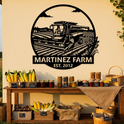 Modern Farm Name Sign, Custom Outdoor Farmhouse Sign, Personalized Harvester Sign, Family Farmhouse Decor, Personalized Country Decor