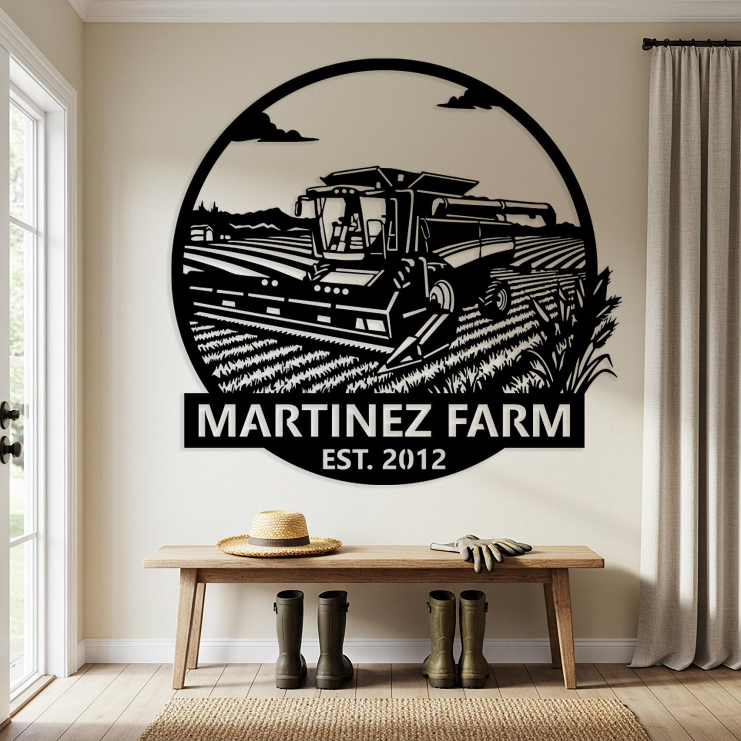 Modern Farm Name Sign, Custom Outdoor Farmhouse Sign, Personalized Harvester Sign, Family Farmhouse Decor, Personalized Country Decor