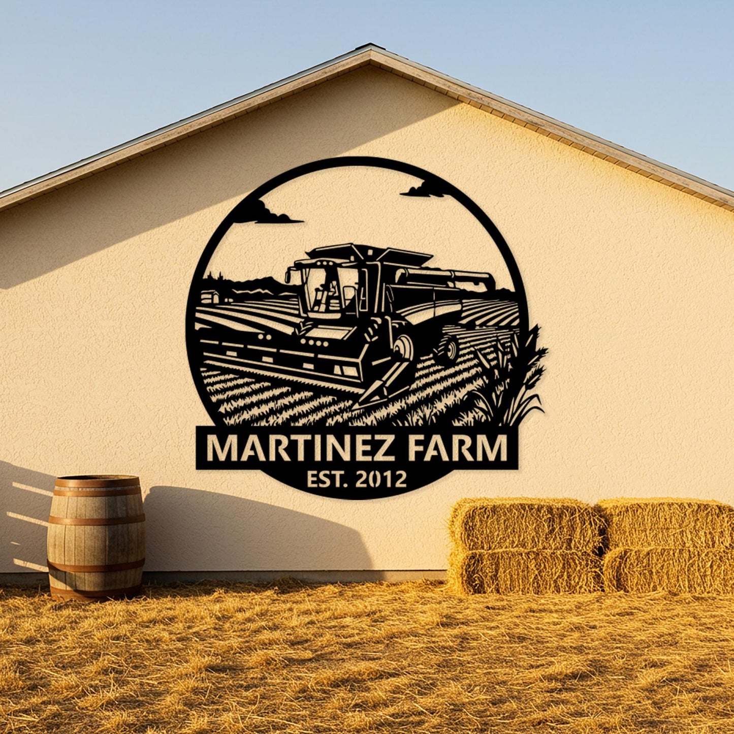 Modern Farm Name Sign, Custom Outdoor Farmhouse Sign, Personalized Harvester Sign, Family Farmhouse Decor, Personalized Country Decor