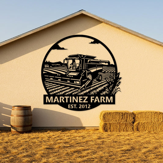 Modern Farm Name Sign, Custom Outdoor Farmhouse Sign, Personalized Harvester Sign, Family Farmhouse Decor, Personalized Country Decor