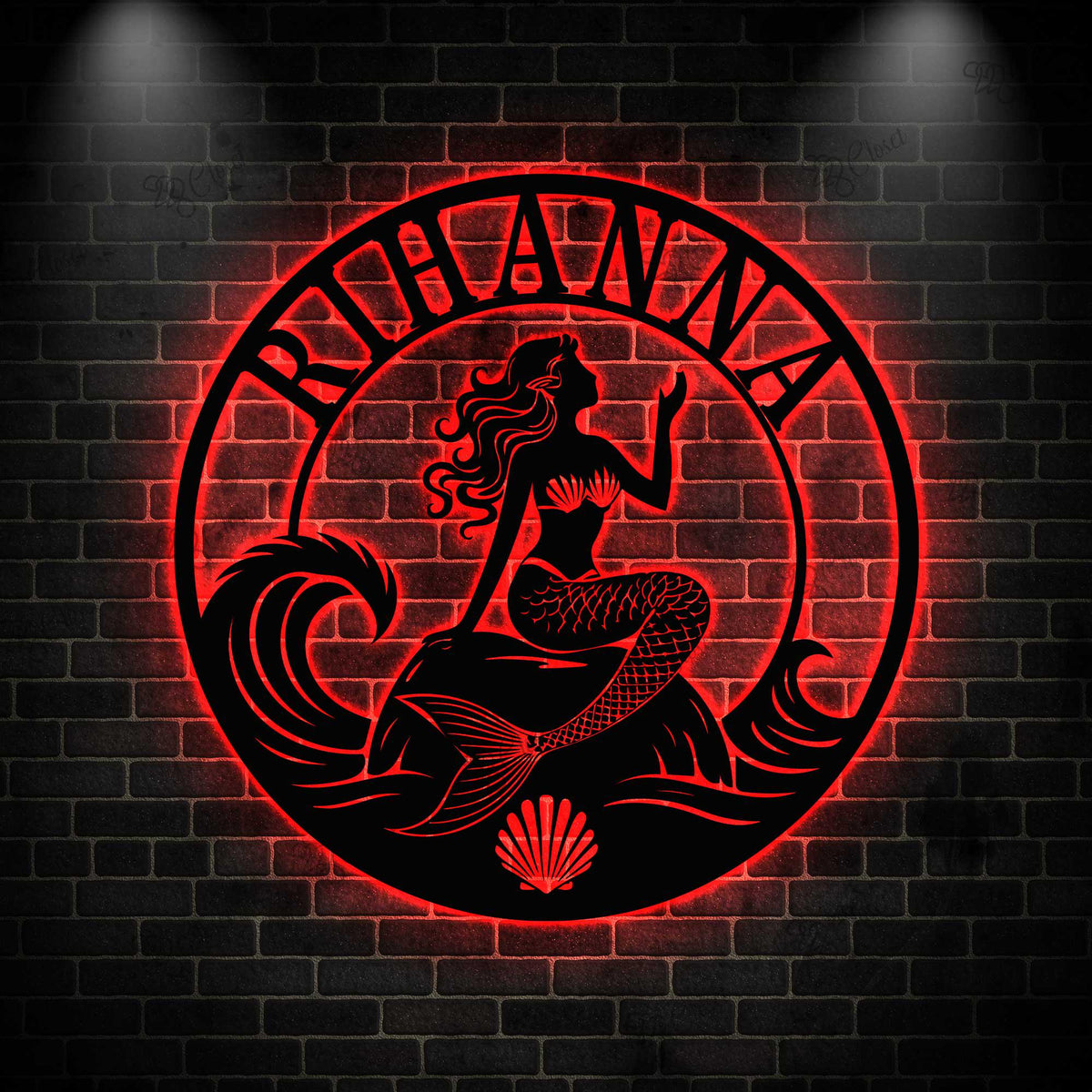 Personalized Mermaid Metal Sign with LED light: Personalized Ocean Wall Art for Home or Cottage
