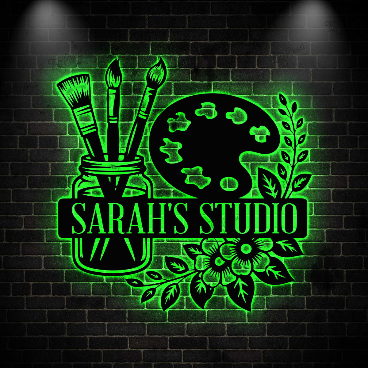 Personalized Art Studio Metal Sign with LED Light: Custom Painter Gift