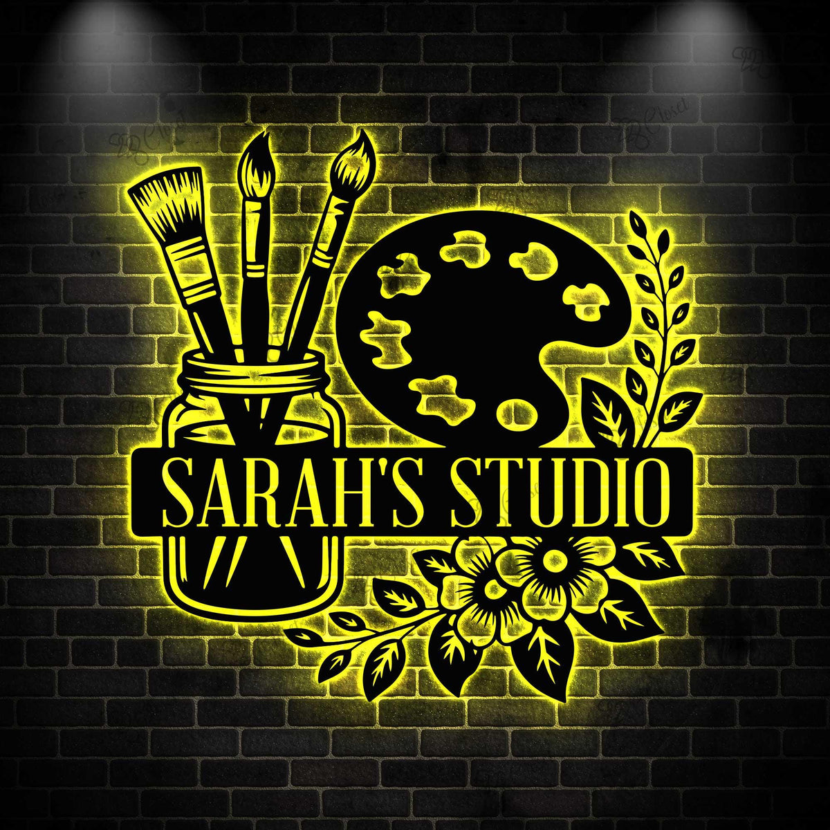 Personalized Art Studio Metal Sign with LED Light: Custom Painter Gift