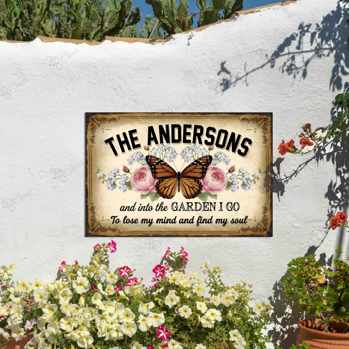 Custom Butterfly Garden Metal Sign,Butterfly Yard Stake, Garden Name Sign,  Personalized Garden Metal Sign,Butterfly Yard Art, Gift for Mom