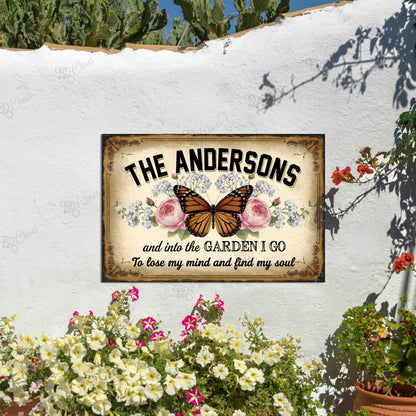 Custom Butterfly Garden Metal Sign,Butterfly Yard Stake, Garden Name Sign,  Personalized Garden Metal Sign,Butterfly Yard Art, Gift for Mom