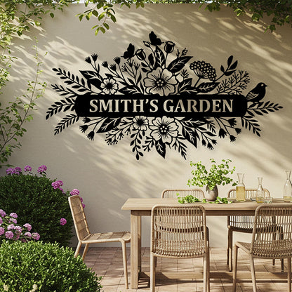 Custom Garden Metal Sign, Outdoor Wall Art, Oversized Backyard Decor, Garden Gifts for Mom, Personalized House Number Sign, Family Name Sign